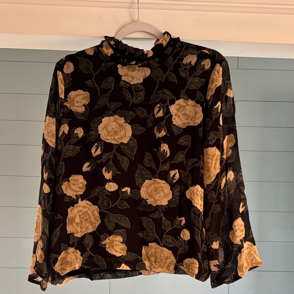 GANNI
Carlton Floral-print Georgette Turtleneck Top